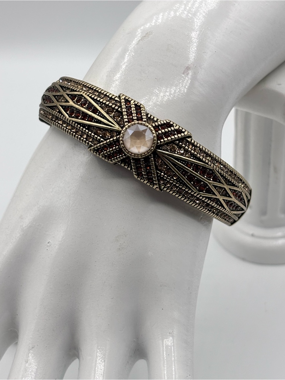 Heidi Daus Conscious Coupling Cuff Single Hinge Bangle in Champagne